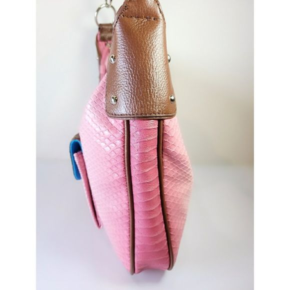 Sharif Studio Pink Snakeskin Embossed Leather Purse & Wristlet Bundle - Picture 3 of 11